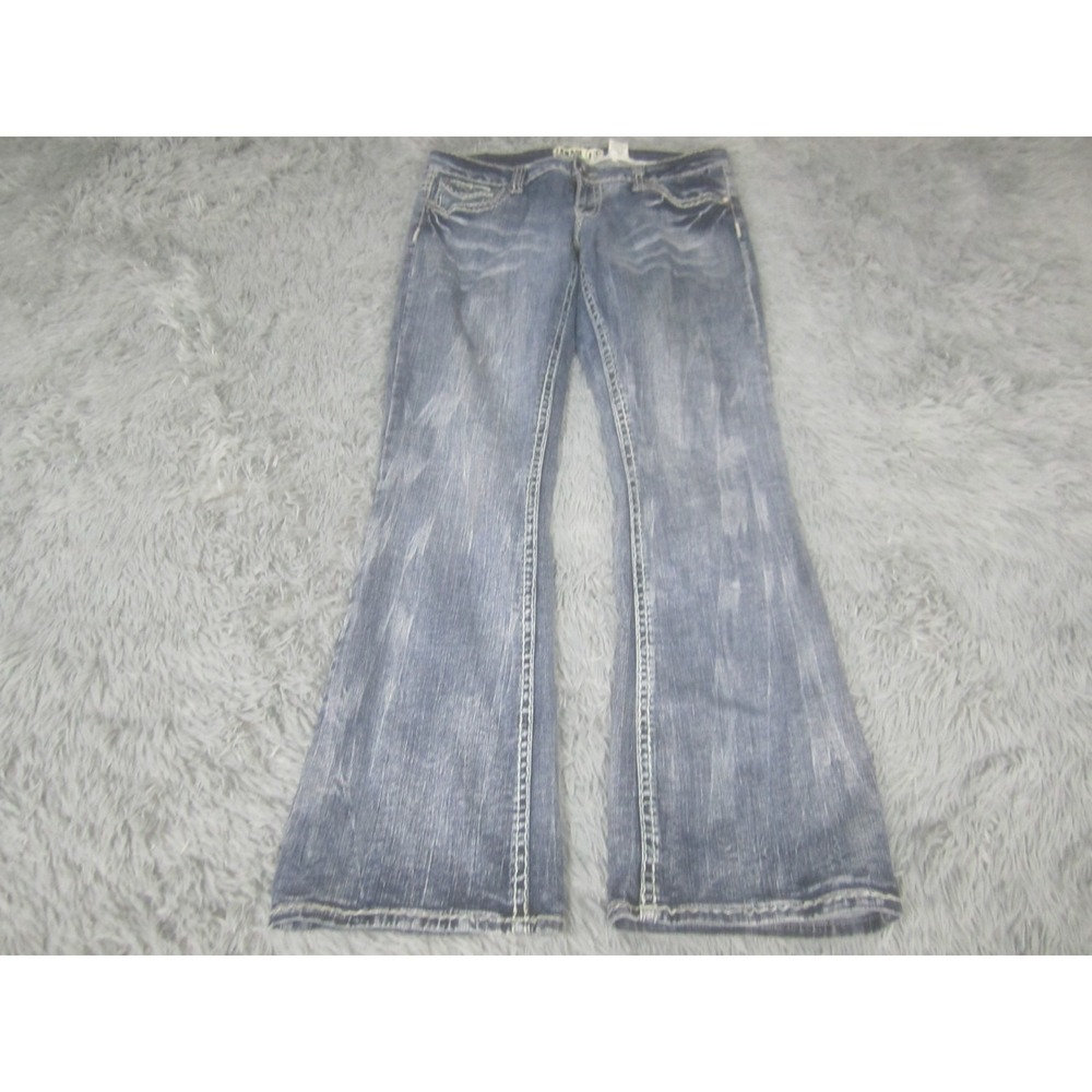 Zanadi Jeans Girls 13 Denim Light Wash Low Rise Flare Leg Embellished Pockets